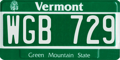 VT license plate WGB729