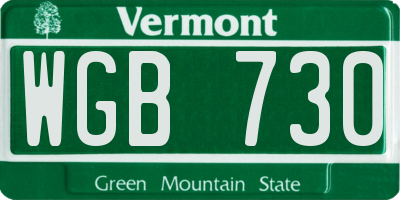 VT license plate WGB730