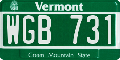 VT license plate WGB731
