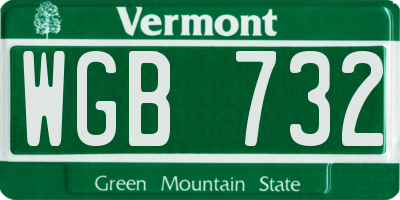 VT license plate WGB732