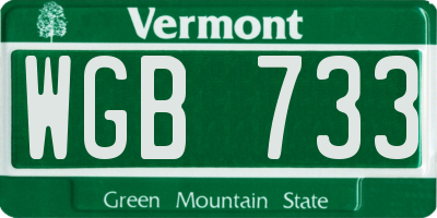 VT license plate WGB733