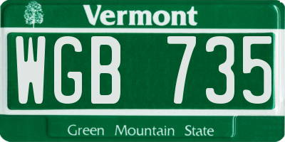 VT license plate WGB735