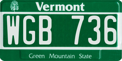 VT license plate WGB736
