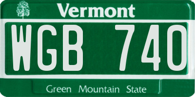 VT license plate WGB740