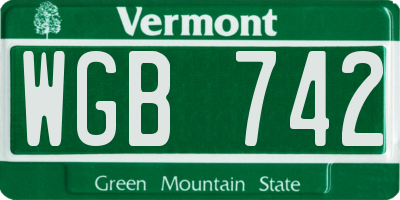 VT license plate WGB742