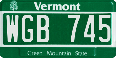VT license plate WGB745