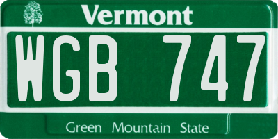 VT license plate WGB747