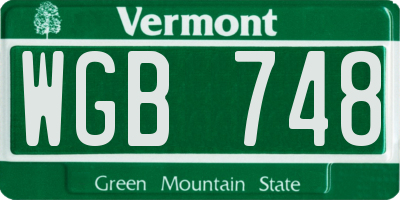 VT license plate WGB748