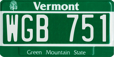 VT license plate WGB751