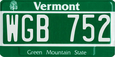 VT license plate WGB752