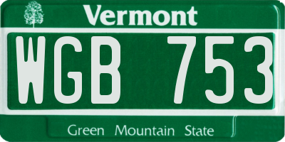 VT license plate WGB753