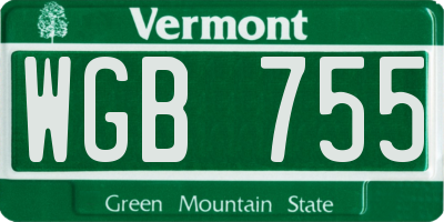 VT license plate WGB755