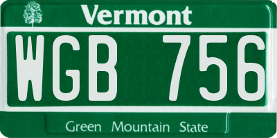 VT license plate WGB756