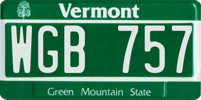 VT license plate WGB757