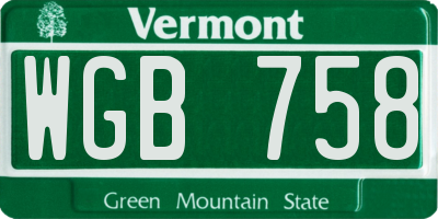 VT license plate WGB758
