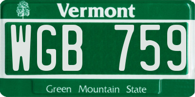 VT license plate WGB759