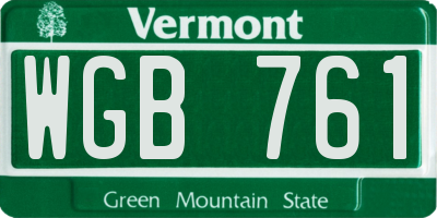 VT license plate WGB761