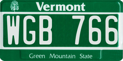 VT license plate WGB766