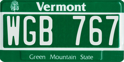 VT license plate WGB767