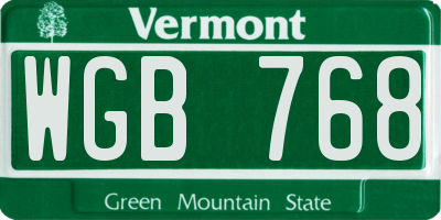VT license plate WGB768