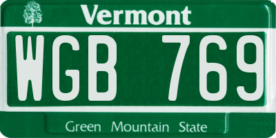 VT license plate WGB769