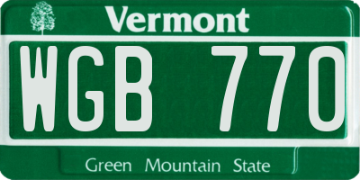 VT license plate WGB770