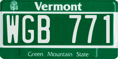 VT license plate WGB771