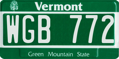 VT license plate WGB772