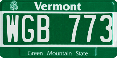 VT license plate WGB773