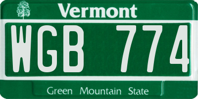 VT license plate WGB774