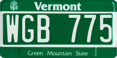 VT license plate WGB775