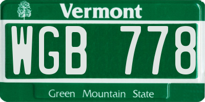 VT license plate WGB778