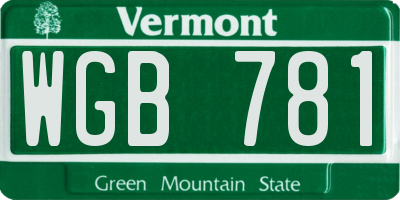 VT license plate WGB781