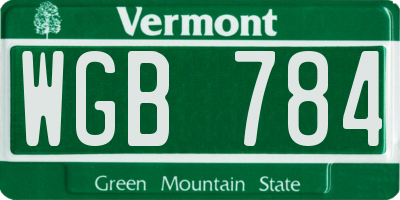 VT license plate WGB784