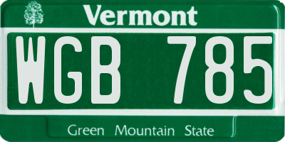 VT license plate WGB785