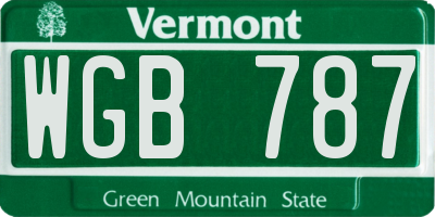 VT license plate WGB787