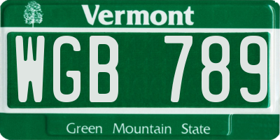 VT license plate WGB789