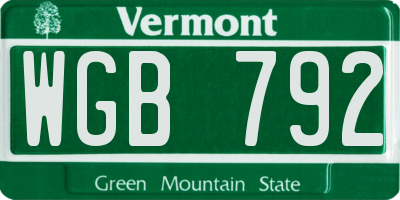 VT license plate WGB792