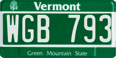 VT license plate WGB793