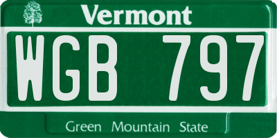 VT license plate WGB797