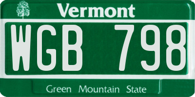 VT license plate WGB798