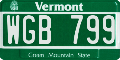 VT license plate WGB799