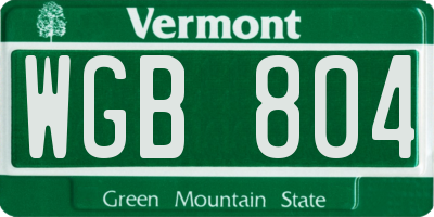 VT license plate WGB804
