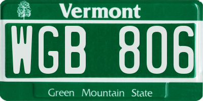 VT license plate WGB806