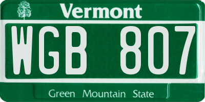VT license plate WGB807
