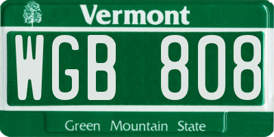 VT license plate WGB808