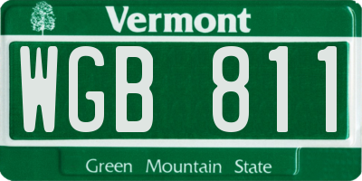 VT license plate WGB811