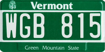 VT license plate WGB815