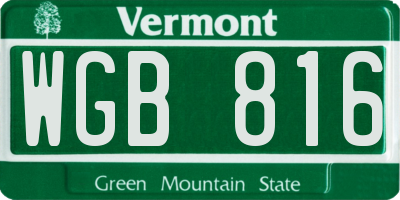 VT license plate WGB816