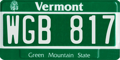 VT license plate WGB817